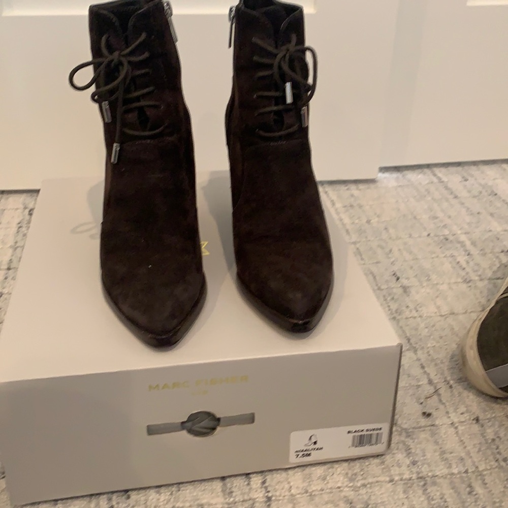 Brown suede ankle boots
